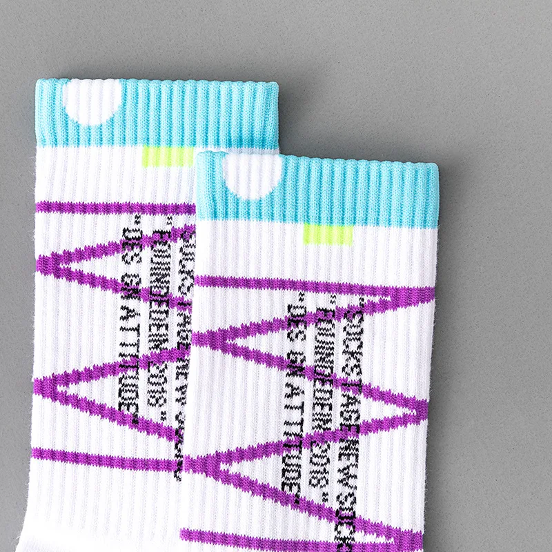 Chaussettes à la mode pour hommes, style lettre, marée, rue, Europe, hip hop, planche à roulettes, sports, match, marée, américains, personnalité, 3