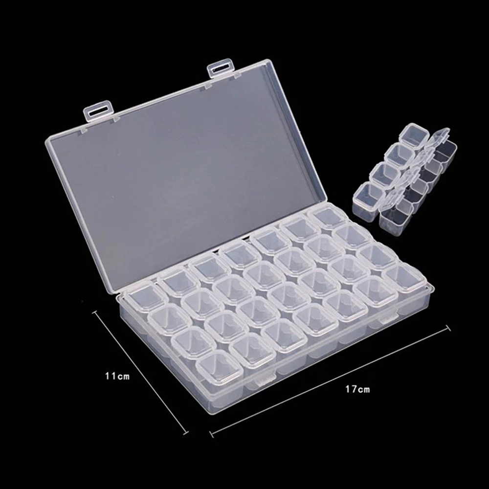 28 Slots Clear Plastic Empty Storage Box for Nail Art Manicure Tools Jewelry Beads Display Storage Case Organizer Holder