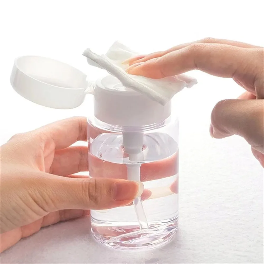 3 Pcs 200ml(6.8oz) Push Down Empty Lockable Pump Dispenser Bottle for Nail Polish and Makeup Remover-Nail Polish Dispenser