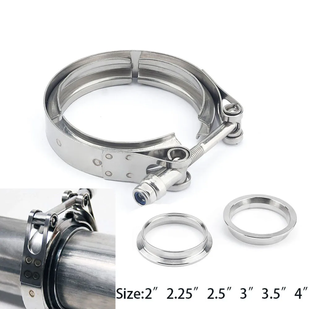 

V-Band Clamp With Male Female Flange Kit Turbo Downpipe Wastegate V-Band Turbo Exhaust Pipes Car Accessories