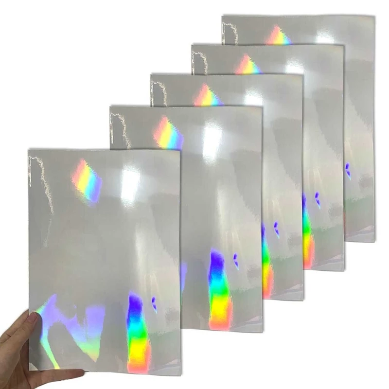 8.27x11.69Inches Butterfly Glass Heart Shape Holographic Cold Laminated Film Glitter Holographic Overlay Laminating