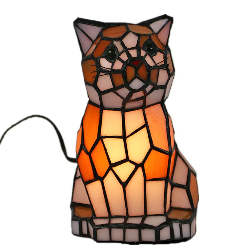 Tiffany Series Home LED Creative Animal Night Light Personality Bedroom Bedside Study Room Small Table Lamp E14 AC110V 220V