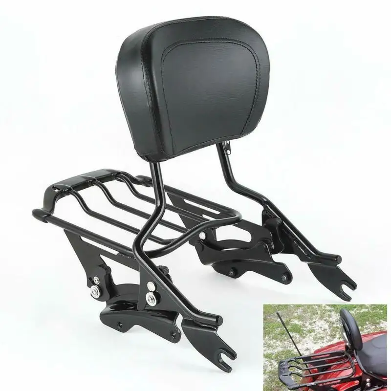 

Detachable Sissy Bar Backrest Luggage Rack Docking Kit For Harley Touring Street Glide Road King 2014-2022 Air Wing Motorcycle