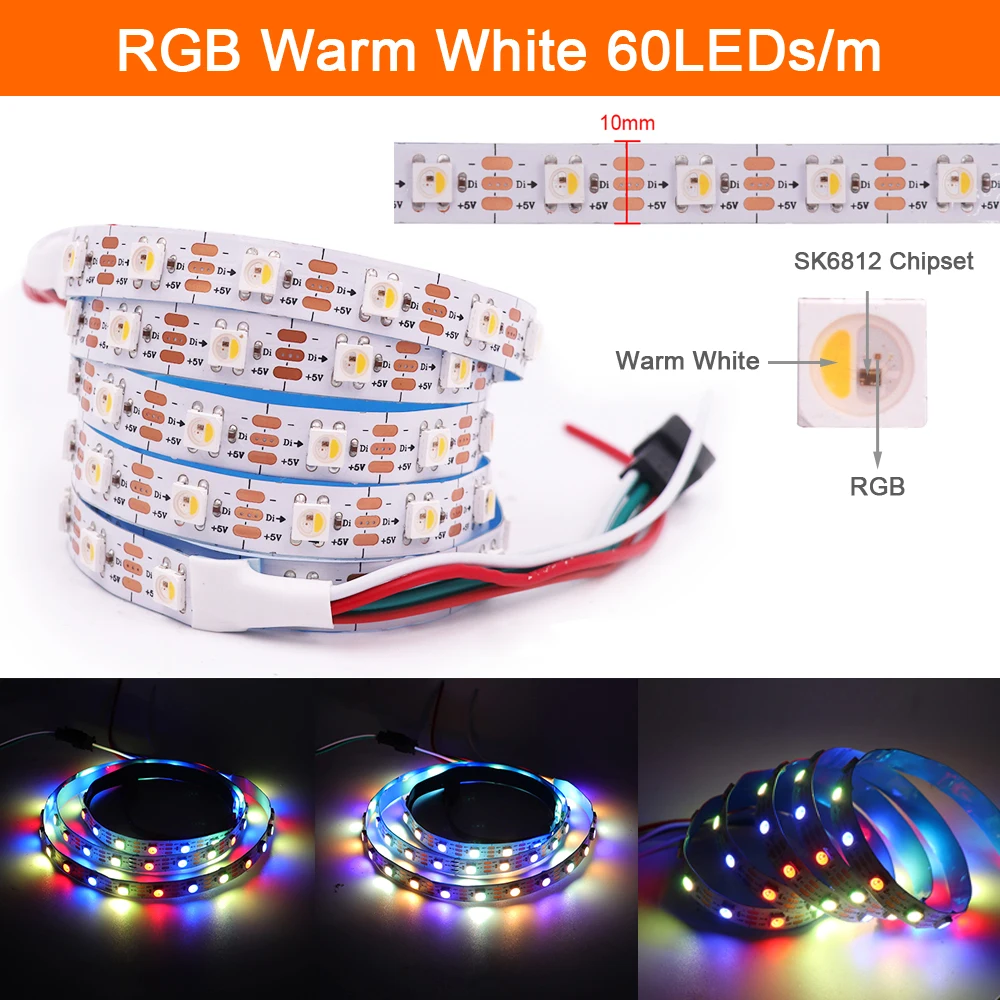 5V SK6812 RGBW RGB ciepły pasek Led RGBNW indywidualny adresowalny piksel 5050 taśma Flex IP30 65 67 1m 2m 5m 30 60 144 LEDs WWA