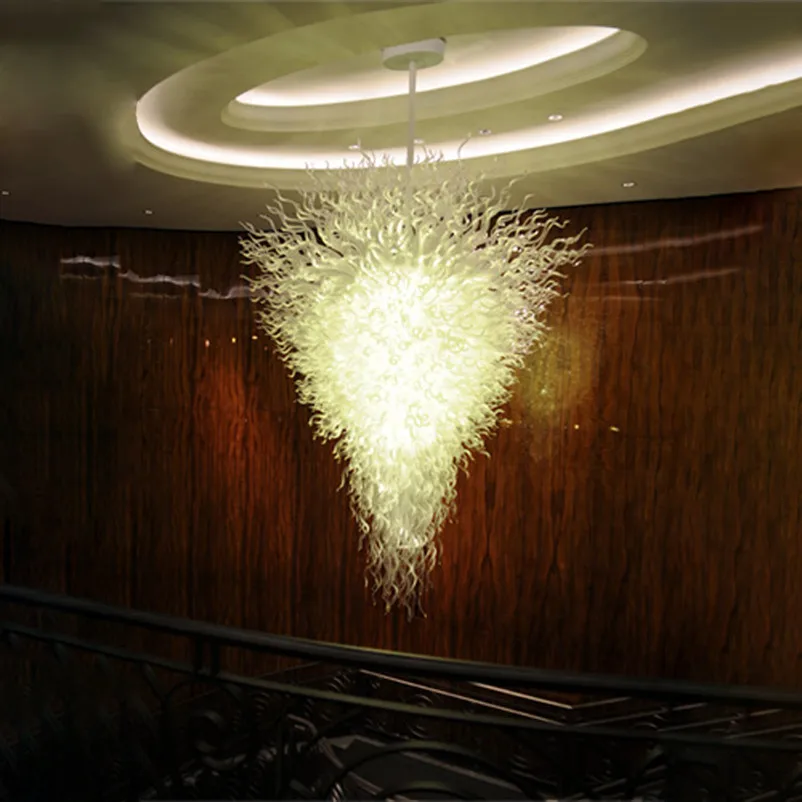 

Conference Room Pendant Lamps Hand Blown Glass Chandelier Lighting White Color