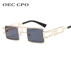 Fashion Rectangle Sunglasses Women Men Brand Designer Small Shades Black Steampunk Sunglasses For Female Eyewear UV400 O557