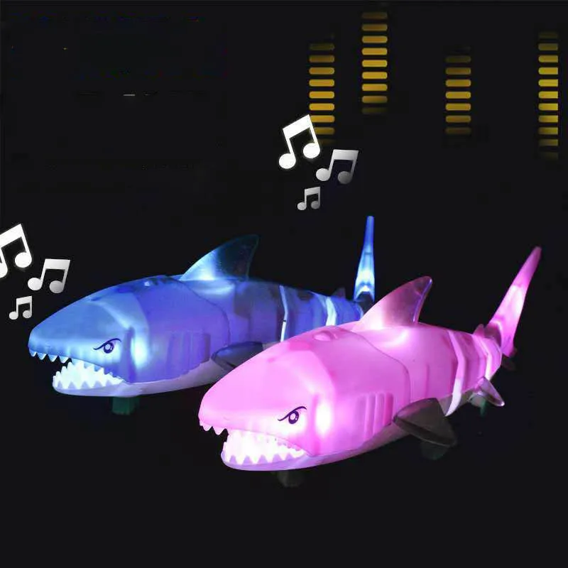 เด็ก Plush Shark ตุ๊กตาดึงเชือก Shark Luminous Toy ไฟฟ้าเพลงแสง LED ชิป ABS วัสดุ3ปี32*9*9