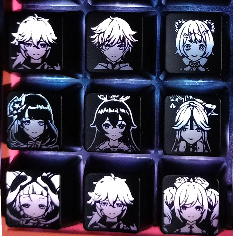 1PCS OME Genshin Impact Light-Transmitting Keycap Game Character Vision Keycaps Mechanical Keyboard Decoration Anime Keycaps