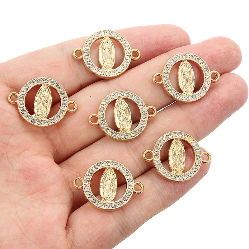 10pcs/lot Gold Color Rhinestone Buddha Connector Pendant Charms DIY Bracelet Necklace For Jewelry Making Accessories