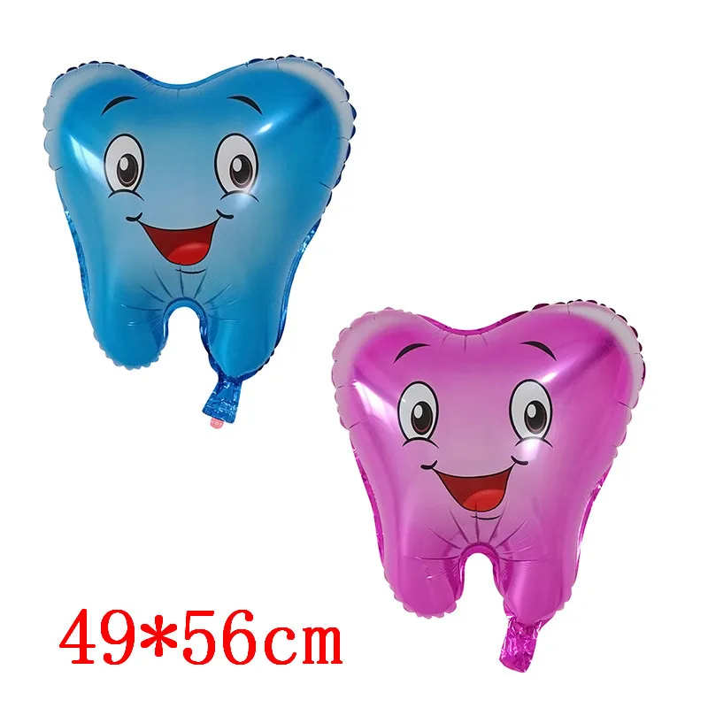 50pcs Large Smile Tooth Foil Helium Balloons Baby Boy Girl Teeth Theme Birthday Party Inflatable Globos Hospital Tooth Model Toy