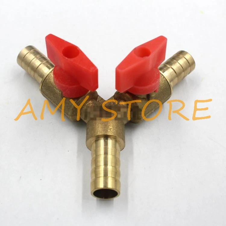 1) Brass Y Type Equal Hose Barb Three Forks 6mm 8mm10mm 12mm Coal Liquid Gas Ball Valve Plumbing Fittings Plastic Metal Handle