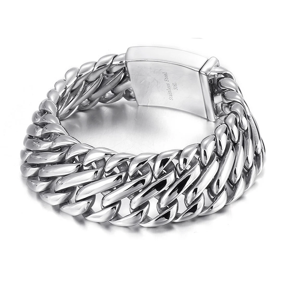 Gothic 26mm 9inch Silver Color 316L Stainless Steel Curb Cuban Link Chain Wrist Bracelets for Men Vinking Bangle Jewelry Gift