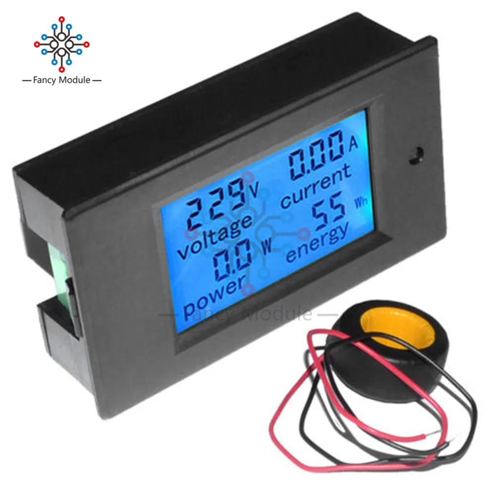 PZEM-061 AC 100A 80-260V Digital Voltage Power Watt Meter Energy Meter Power Energy Voltmeter Volt Watt Meter LCD Panel with CT