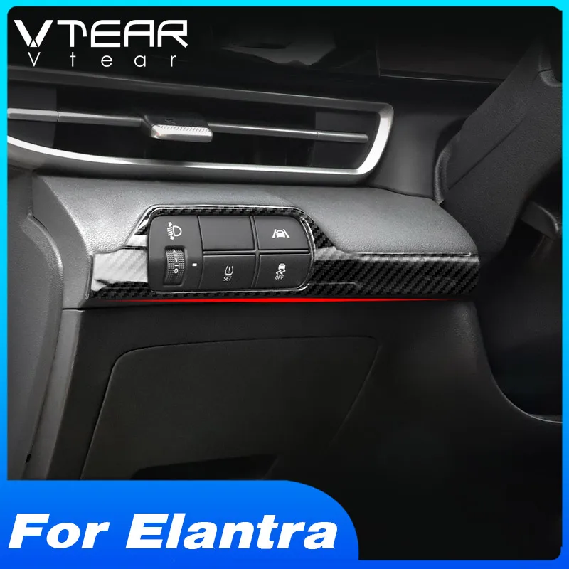 Vtear Car Headlights Button Trim Cover Central Dashboard Head Light Switch Frame Interior Accessories For Hyundai Elantra 2021