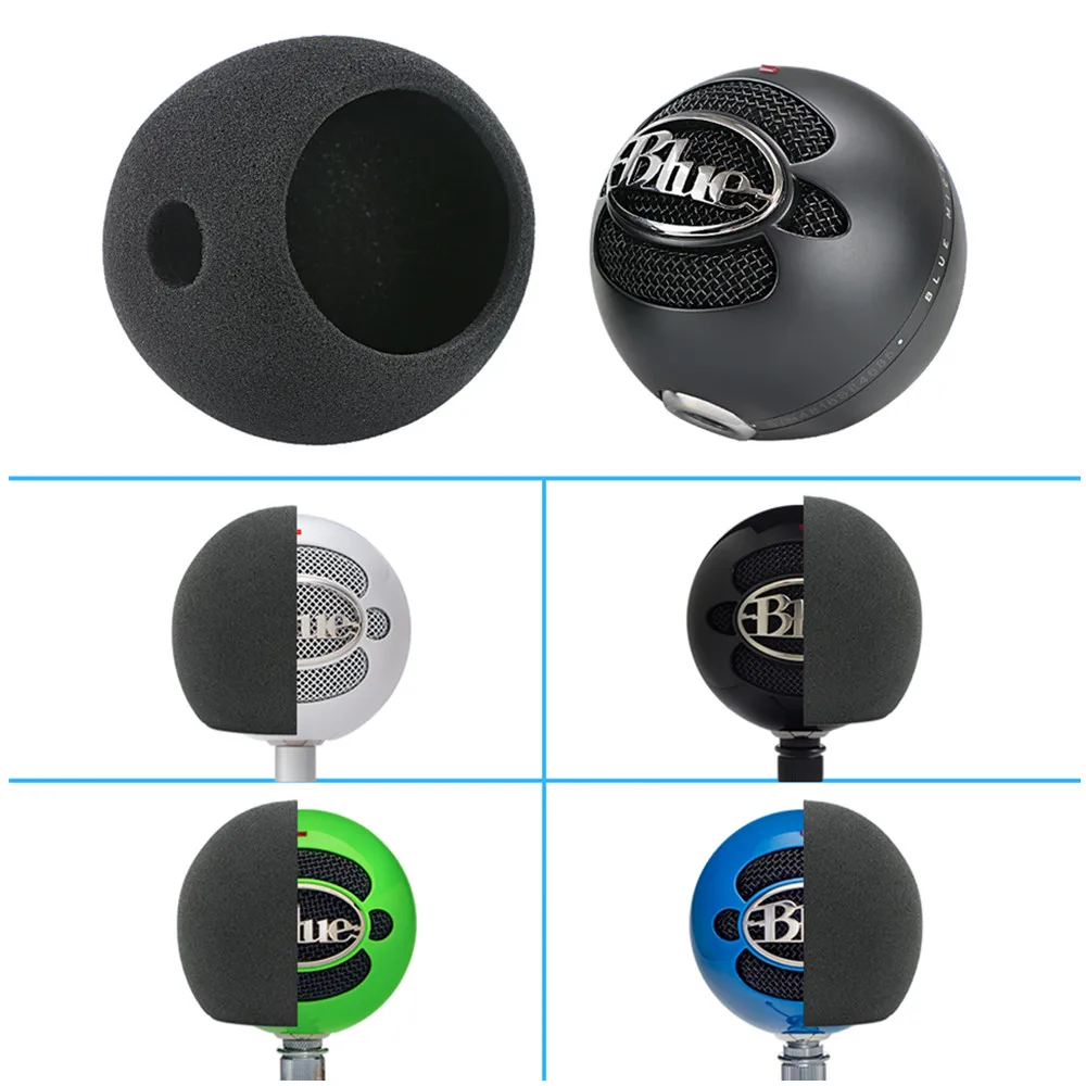 Accesorios de esponja suave, cubierta de micrófono a prueba de polvo, KTV, parabrisas, grabación, Muff práctica profesional para bola de nieve azul
