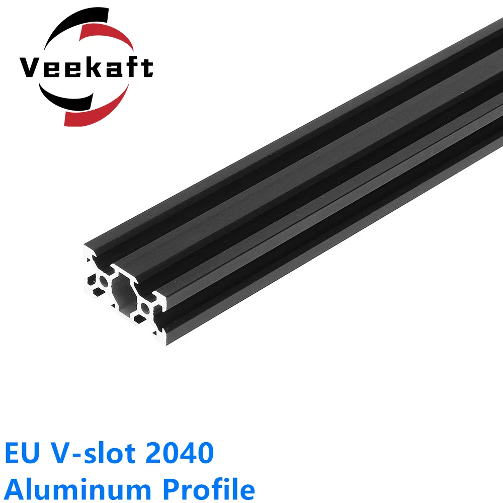 1PC  V-slot 2040 Black Anodized Aluminum Profile EU Standard  Extrusion 100-800mm Linear Rail for CNC 3D Printer Woodworking