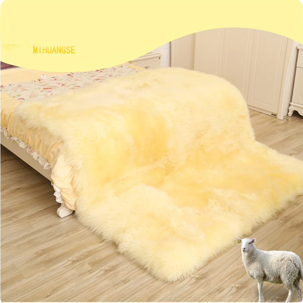 

Genuine Long Wool Australian Sheepskin Blanket, Natural,Home Decor, Bed Throw, Lambskin Rug, Genuine Floor Mat, Real Fur Carpet