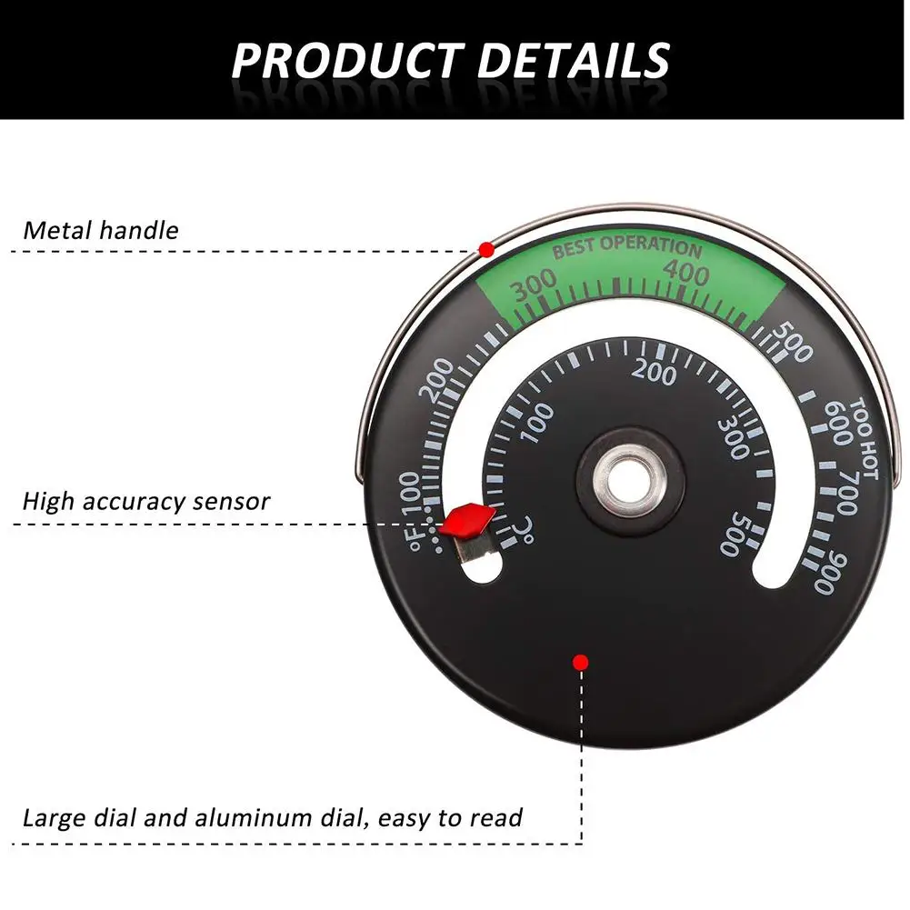 Camino termomete stufa magnetica termometro stufa antincendio tubo termometro calibro per legna camino tubo forno Barbecue forno T