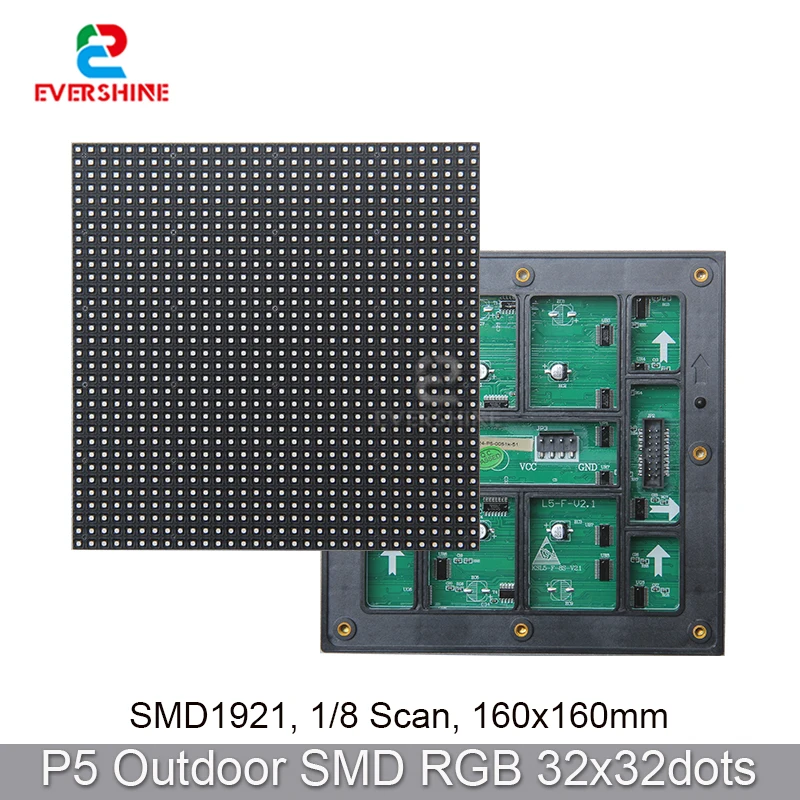 

P5 LED Module 160x160mm 32x32Pixels Waterproof Outdoor 1/8Scan 3in1 SMD Full Color RGB LED Display Paniel Matrix