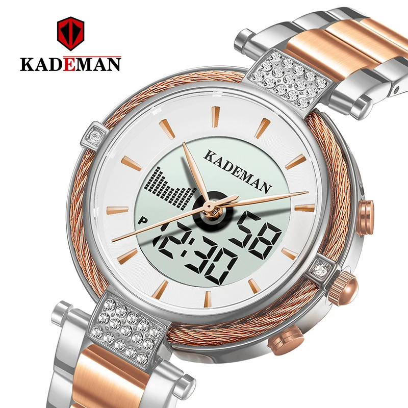 

KADEMAN Luxury Fashion Women Watches Ladies Quartz Waterproof Casual Wristwatches Montre Femme Electronic LED Display Clock Gift