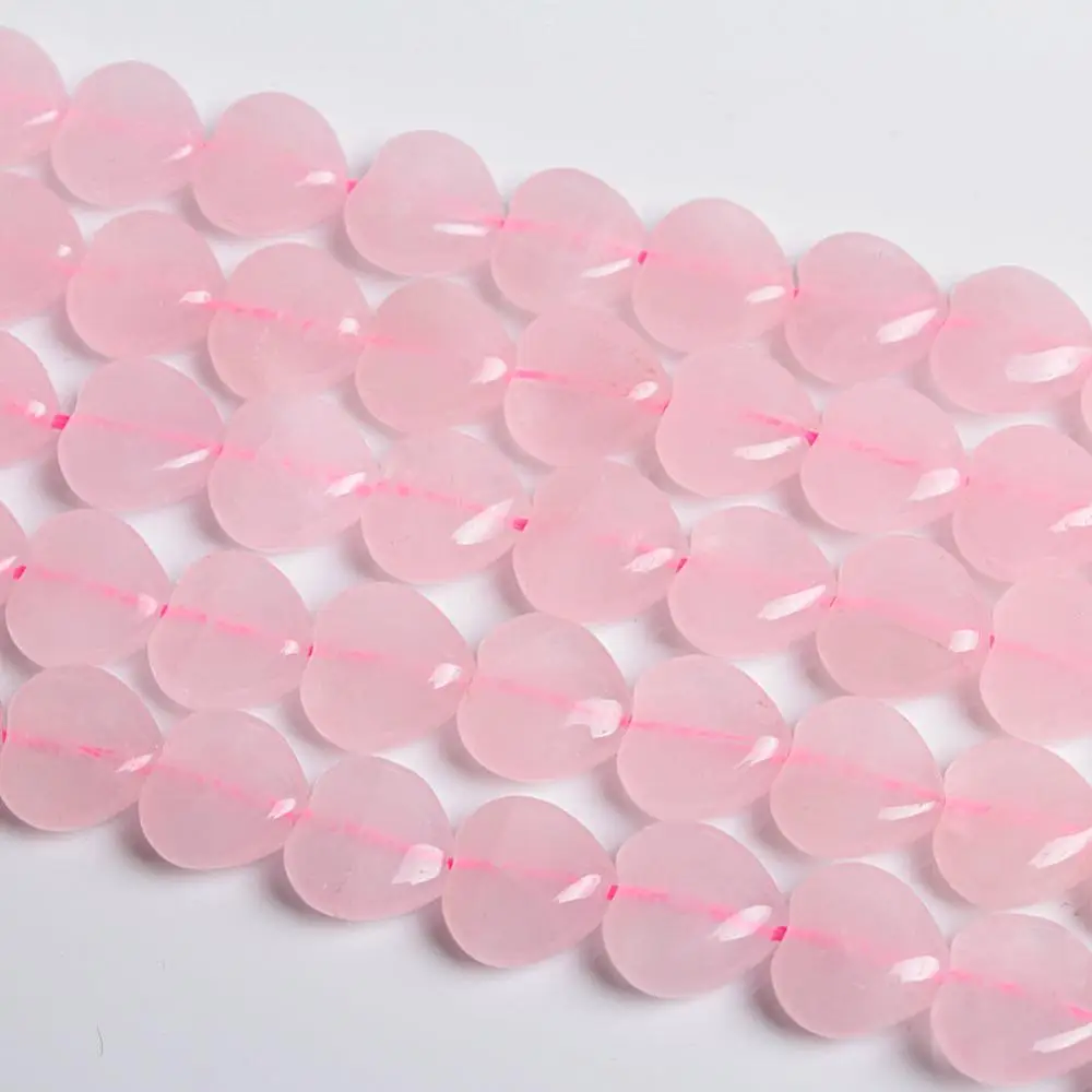 Natural Round Heart Rose Quartz Milky Pink Gemstone Loose Beads 8 10 12mm For Necklace Bracelet DIY Jewelry Making 15inch Strand