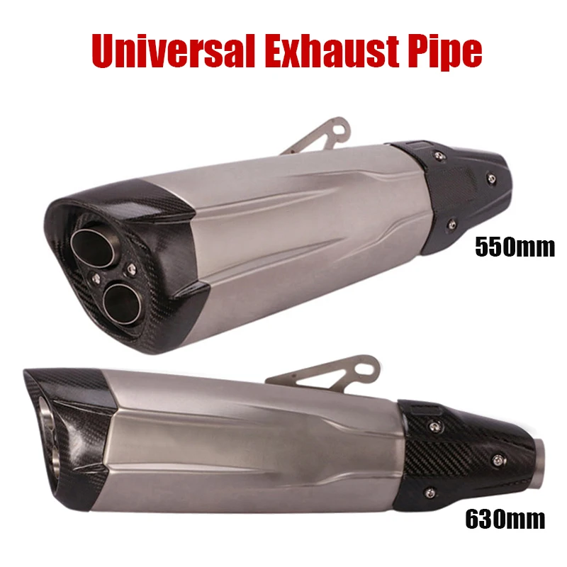 38-51mm Universal Double Outlet Exhaust System Muffler End Pipe No DB Killer Fit On Motorcycle Scooter Dirt Bike