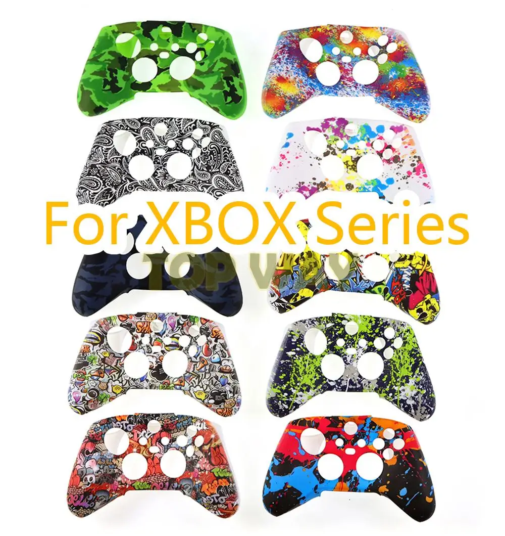 10PCS For XboxSeries X/S Water Transfer Printing Protective Skin for Microsoft Xbox Series S X Controller Silicone Case Cover