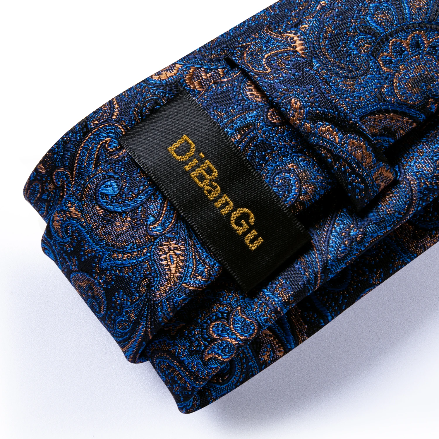 Luxury Blue Gold Paisley Silk Ties For Men Business Wedding Neck Tie Set With Tie Ring Brooch Pin Men\'s Cufflinks Pocket Square