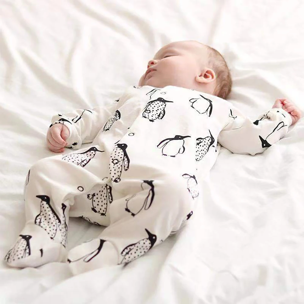 Newborn Pajamas For Boys And Girls Long Sleeve Footed Cotton Sleepsuit New Born Sleepwear Baby Clothes