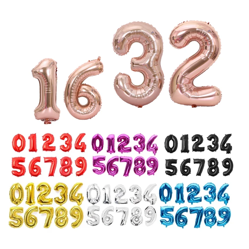 16 32-calowe różowo-złote balony numeryczne Cyfrowy balon foliowy DIY Wszystkiego najlepszego z okazji urodzin Ślub Baby Shower Dekoracja imprezowa Zabawka dla dzieci