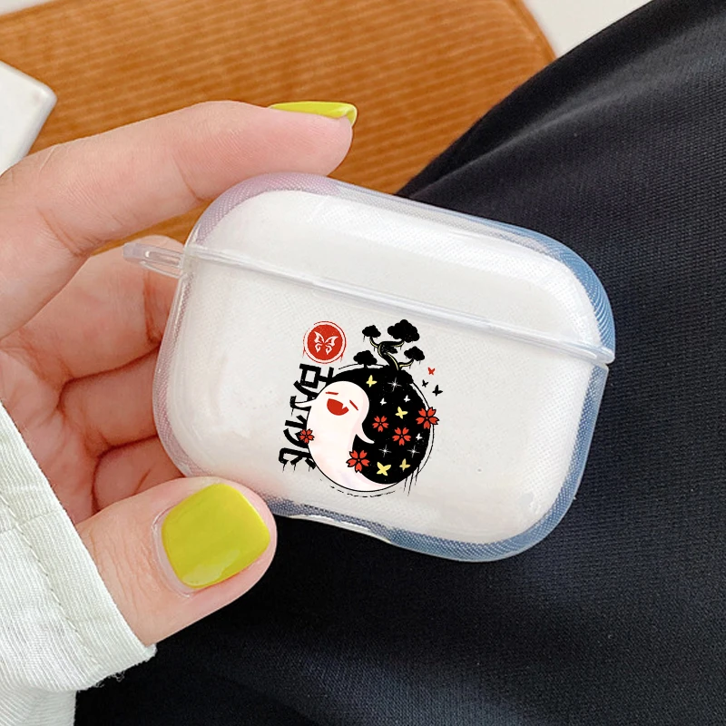 Genshin Impact Cartoon etui na słuchawki dla Airpods Pro śliczne bezprzewodowe słuchawki z Bluetooth obejmuje miękkie etui TPU wyczyść Capa Coque