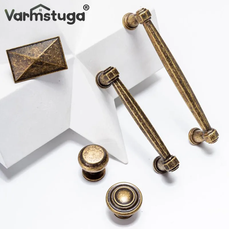 VARMSTUGA Zinc Alloy Old Blue Bronze Handle Classic European Cabinet Wardrobe Handle Antique Drawer Door Handle