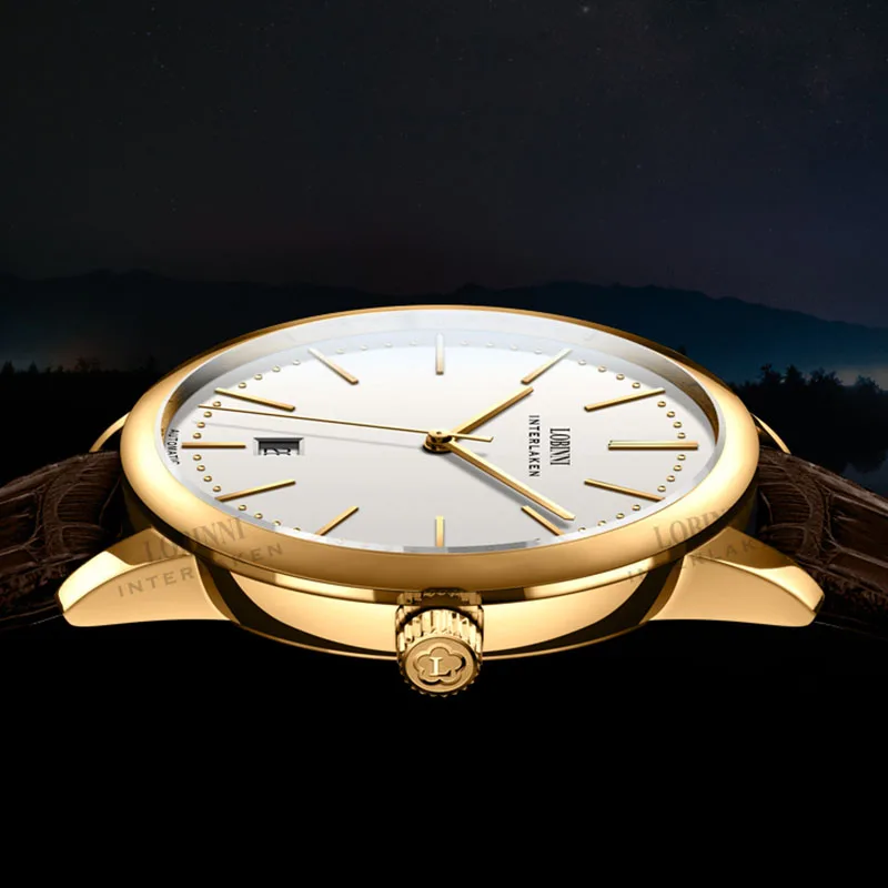 LOBINNI Switzerland men automatic watch,mens wrist watches man top luxury brand mechanical wristwatch ultrathin waterproof clock