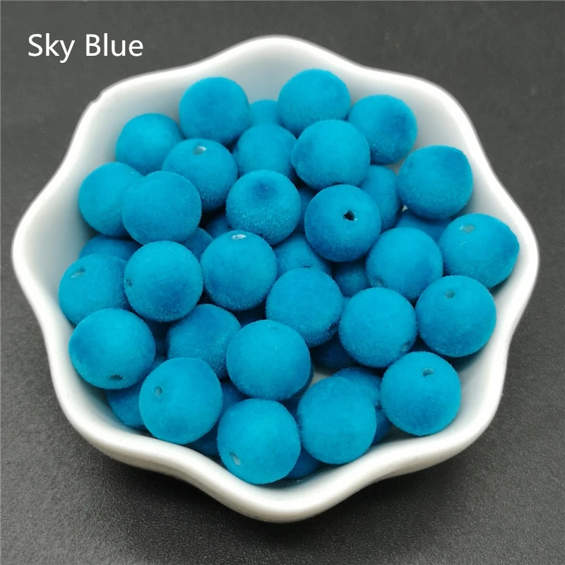 500gram 10mm Velvet Beads Acrylic Round  Accessories For Jewelry Making Necklace Handmade Loose ,30pcs/lot