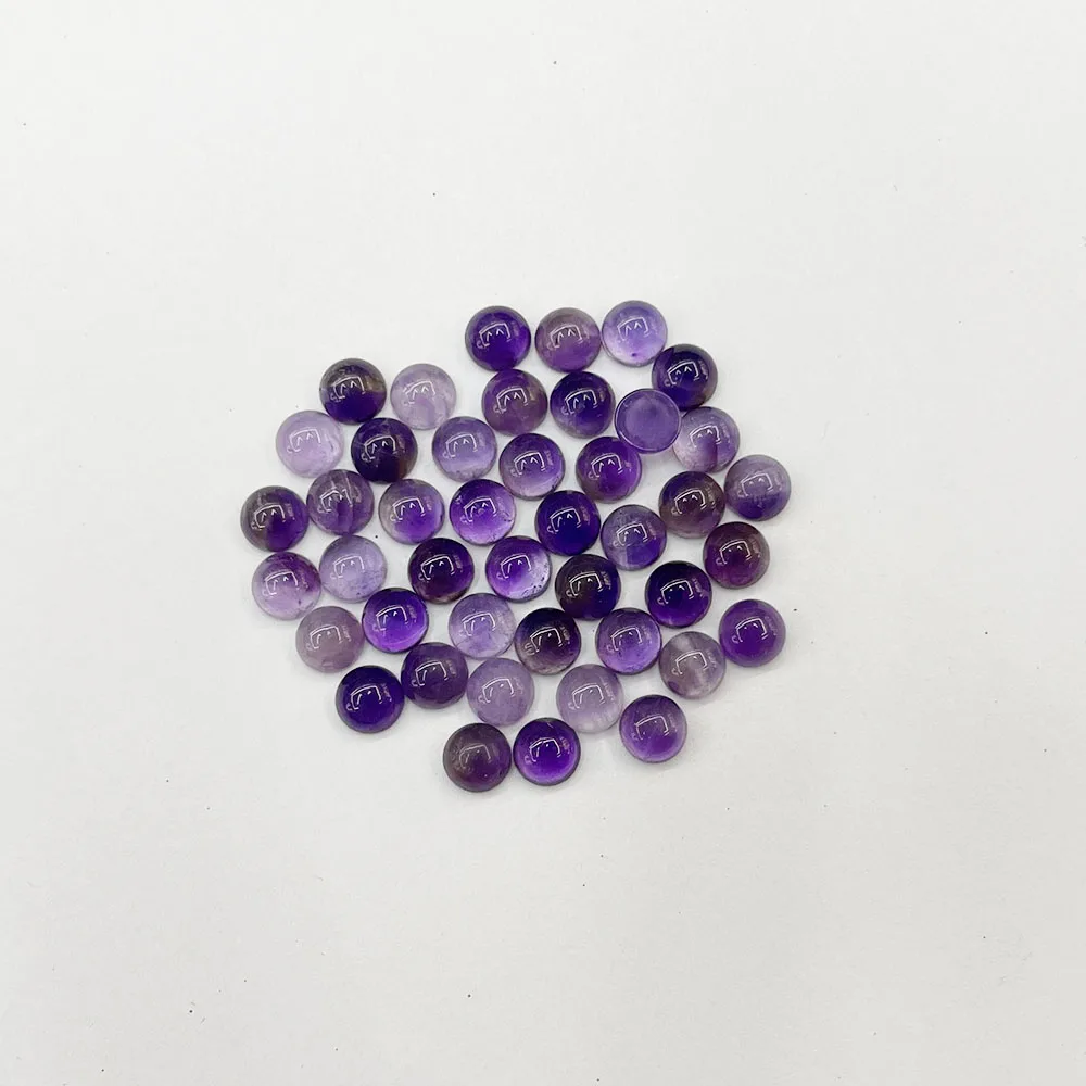 fashion amethysts natural stone 5mm Single arc round cabochon beads for jewelry making 50Pc/lot charm Ring accessories no hole