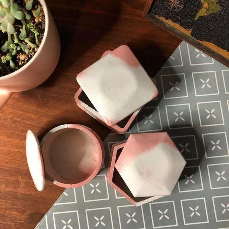 

Круглый и квадратный ящик для хранения силиконовых форм, набор «сделай сам» для бетонных футляров для ювелирных изделий и органайзеров из смолы, многоразовые инструменты для рукоделия из цемента