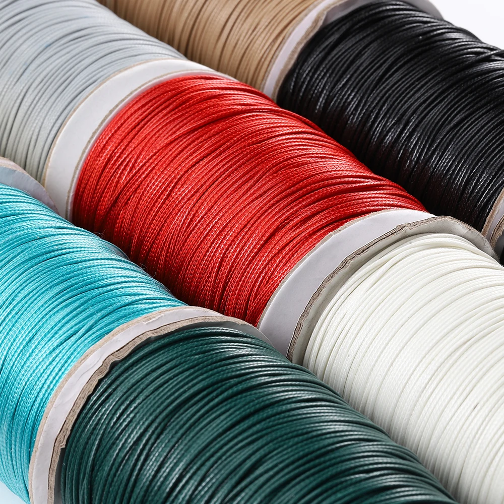 10Meters 1.0 1.5 2.0mm Round Wax Thread Polyester Leather Cord Rope Coated Strings for Braided Bracelets Jewelry Making DIY