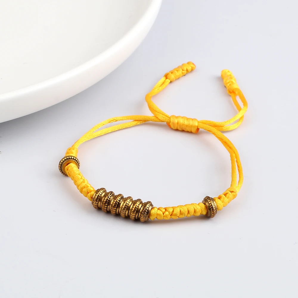 Trendy Yellow Woven Bracelets Black White Multicolor Tibetan Bracelet Alloy Accessories for Women Man Handmade Rope Jewelry