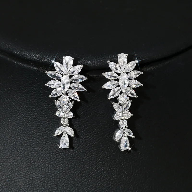 HIBRIDE رومانسية 2 قطعة ورقة تصميم بيان طقم مجوهرات للنساء حفل زفاف كامل الزركون دبي طقم مجوهرات الزفاف 2021 N-191 #4