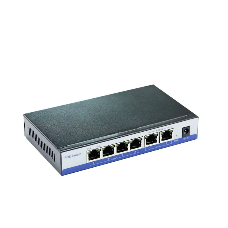 HYY10 CCTV active 4 Ports 10/100M PoE Switch Power Over Ethernet For POE IP Camera System Network Desktop Switches 2ports Uplink