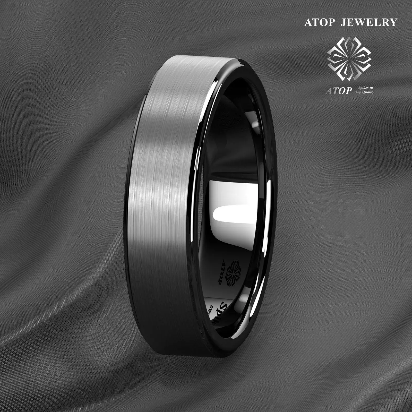 6mm Black Brushed Titanium Color Tungsten ring Men\'s Wedding Band Ring Free Shipping