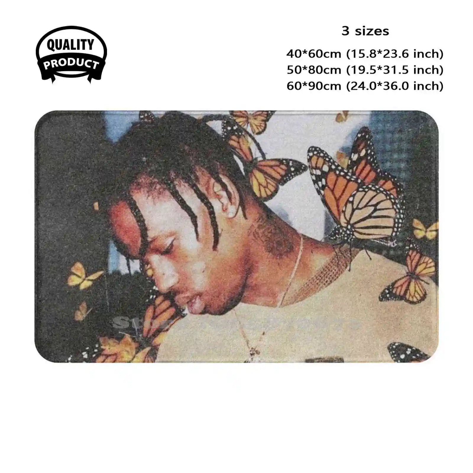 Butterflies Soft Cushion Home Carpet Door Mat Car Rug Music Hiphop Michael Drake Kanyewest Rapper Migos Travis Cactus Jack