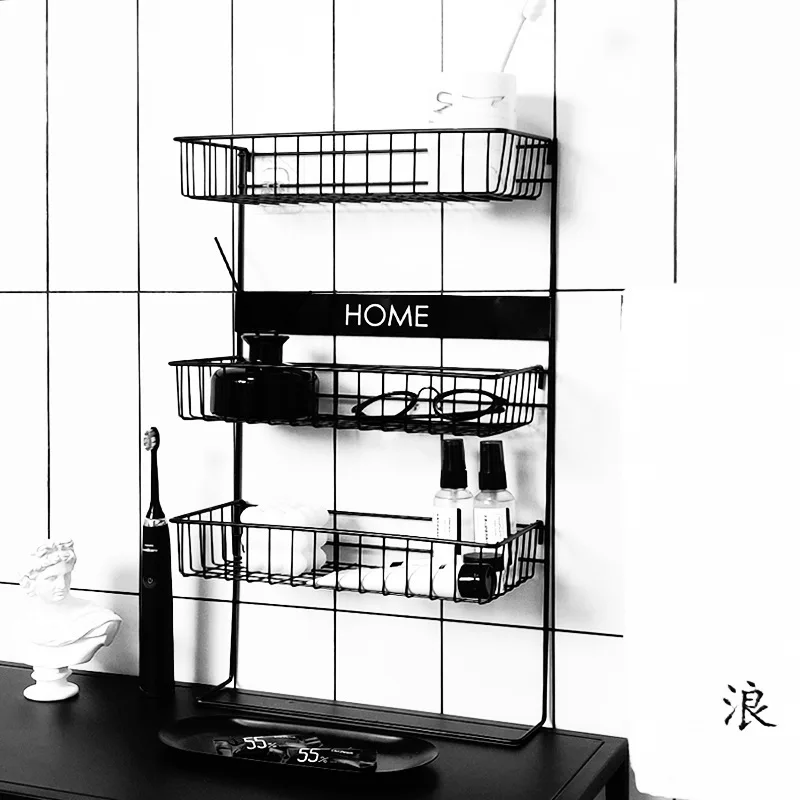 

Iron Home Shelf Bathroom Countertop Storage Free Punch Toilet Storage Rack