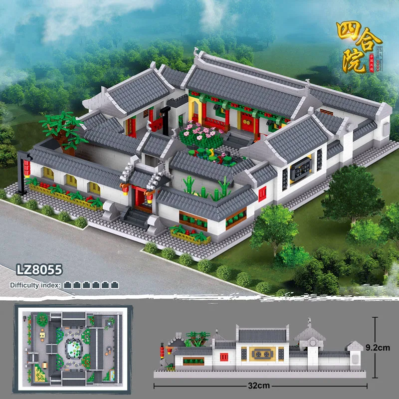 Klassische haus nanobricks Chinesischen Traditionellen Architektur micro daimond block Viereck gebäude ziegel spielzeug sammlung