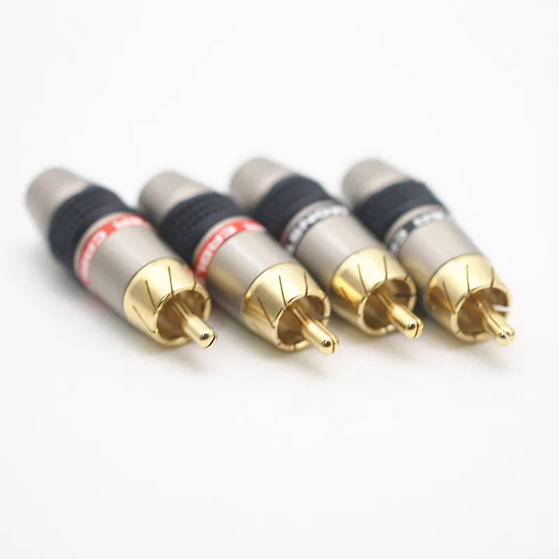 HiFi audio cable RCA gold-plated audio amplifier lotus plug RCA welding plug AV connector 8mm