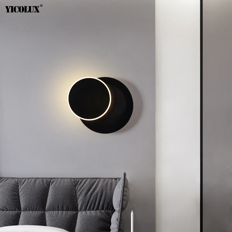 Square Round LED Wall Lamp For Bedroom Living Room Wall Lights 360 Degrees Rotatable White Or Black Panited Metal 9w Fixtures