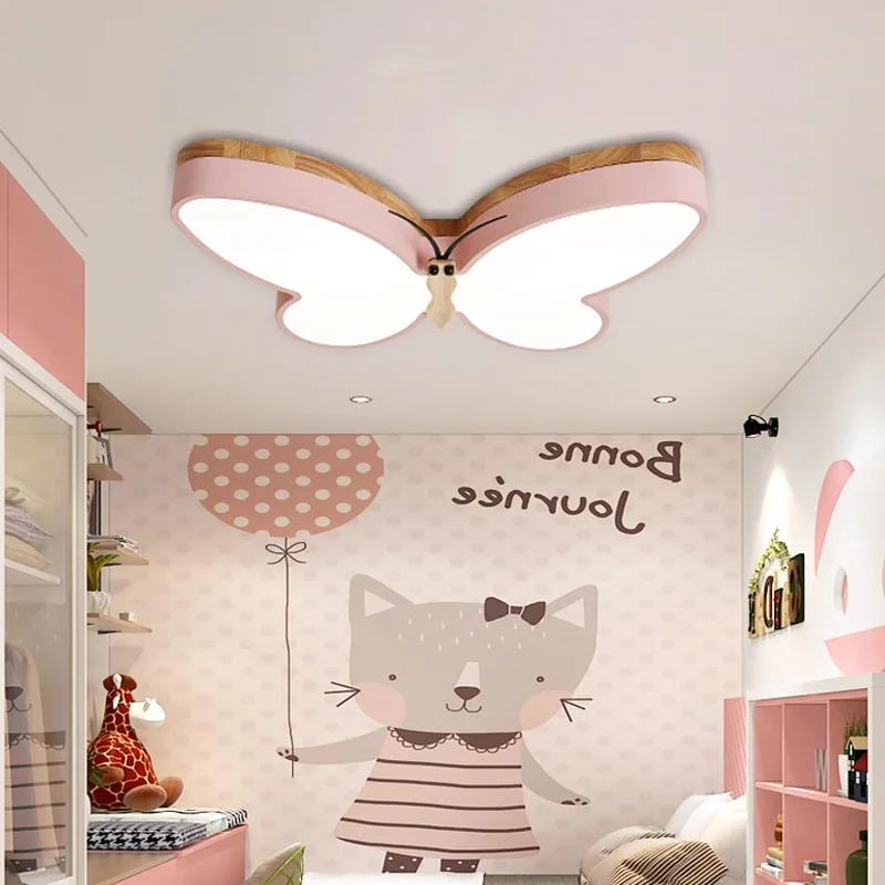 Homhi Wood Butterfly Child Room Lamp Kids Room Plafonniers Nordic Modern Abajur Para Quarto Infantil Fairy Light Fixture HXD-050