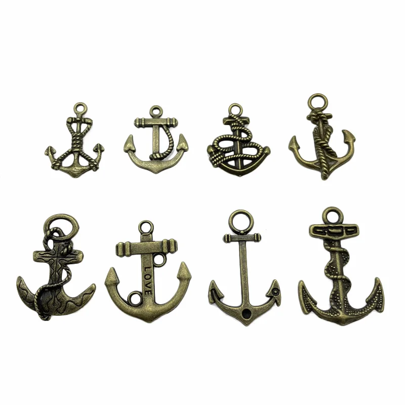 10pcs popular anchor pendant, DIY handmade necklace, bracelet connecting piece pendant, wholesale jewelry accessories