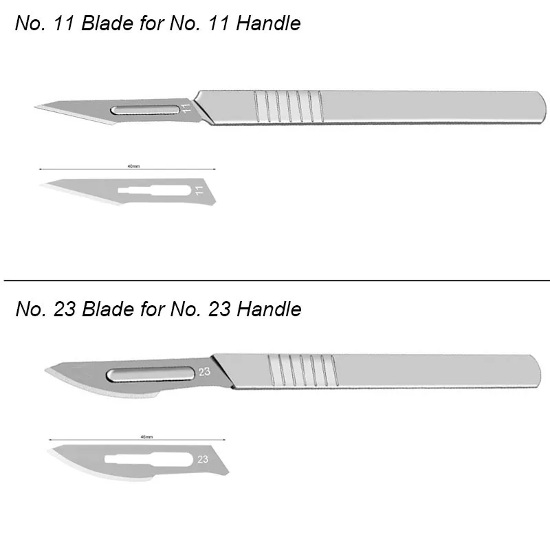 Bộ 11 Bộ Thép Carbon Khắc Kim Loại Dao Mổ Lưỡi Số 11 23 Y Tế Cắt Handel Dao Mổ Dao DIY Bộ Dụng Cụ không Trơn Trượt