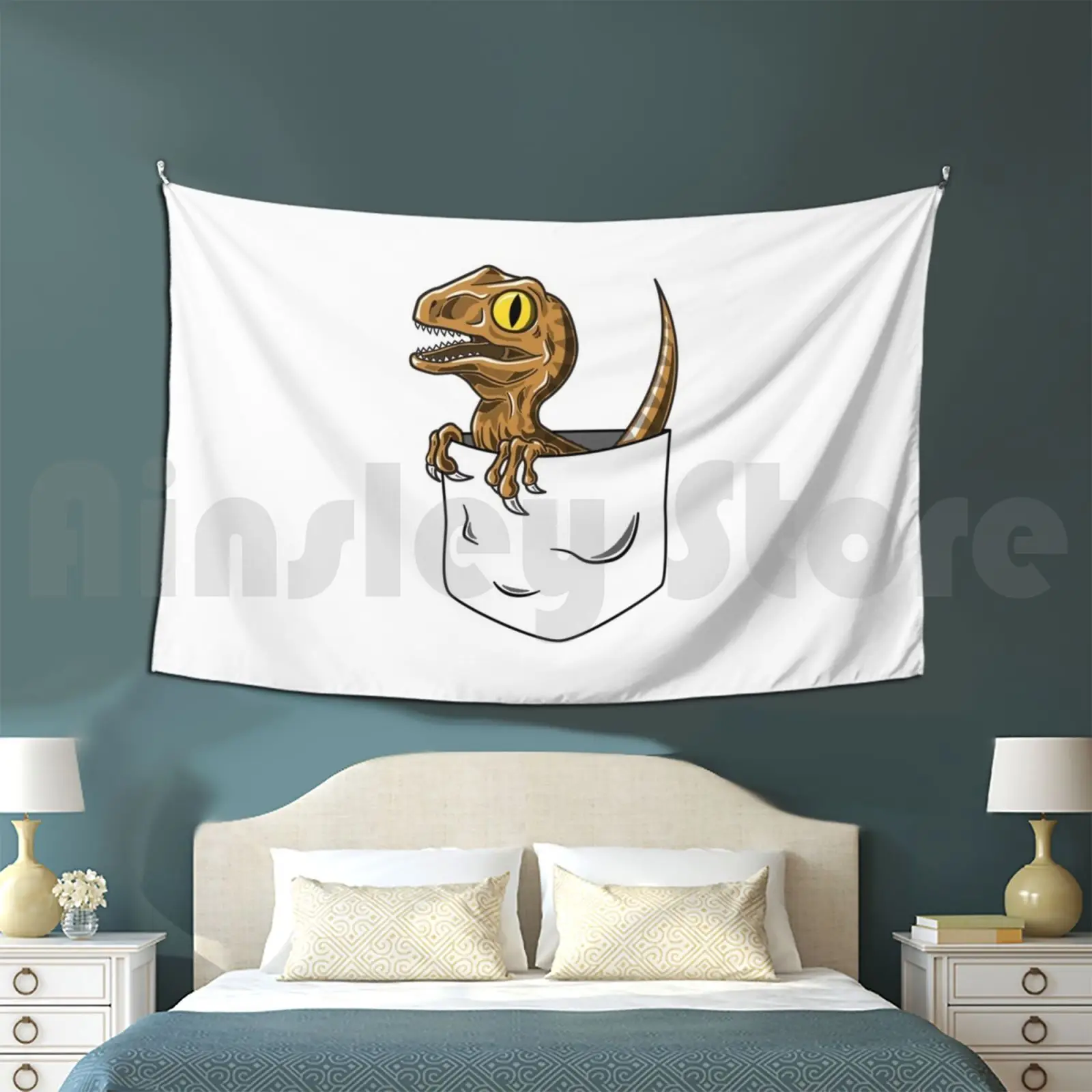 Funny Dinosaur In Pocket Tapestry Living Room Bedroom Funny Dinosaur Dino T Rex Cool Cute Kids Dinosaurs Humor